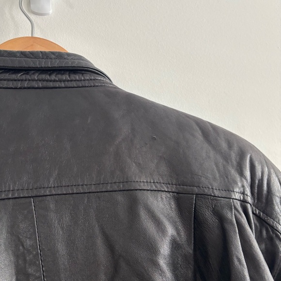 Vintage Danier Black Leather Bomber Moto Zip Up Jacket - Picture 9 of 16